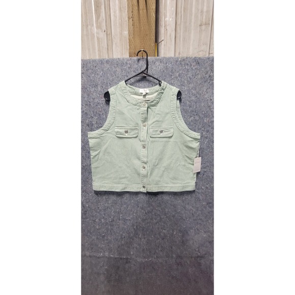 Free Assembly Jackets & Blazers - Free Assembly Women's/Unisex button Front Vest/Top Stripe Green/White XL NWT